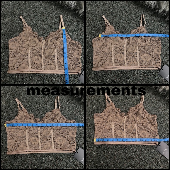 Nude Taupe Brown Tan Lace Structured Bustier Bra Corset Top Sexy Stretch Shirt S - Picture 16 of 16
